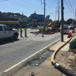 Crews replacing sewer line on Roswell Road